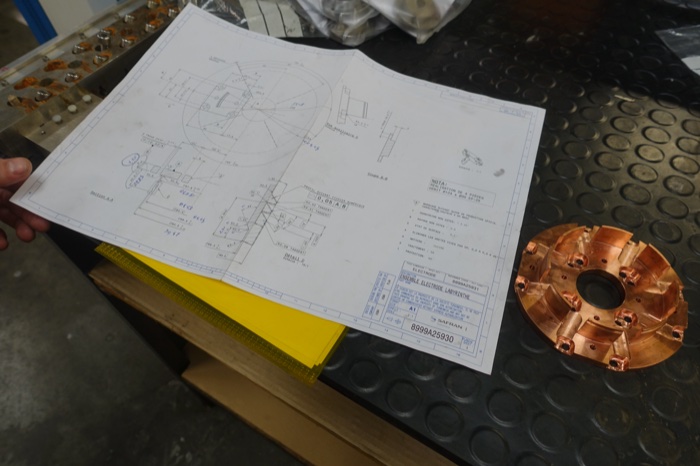 Plan CAO 3D et électrode cuivre associée